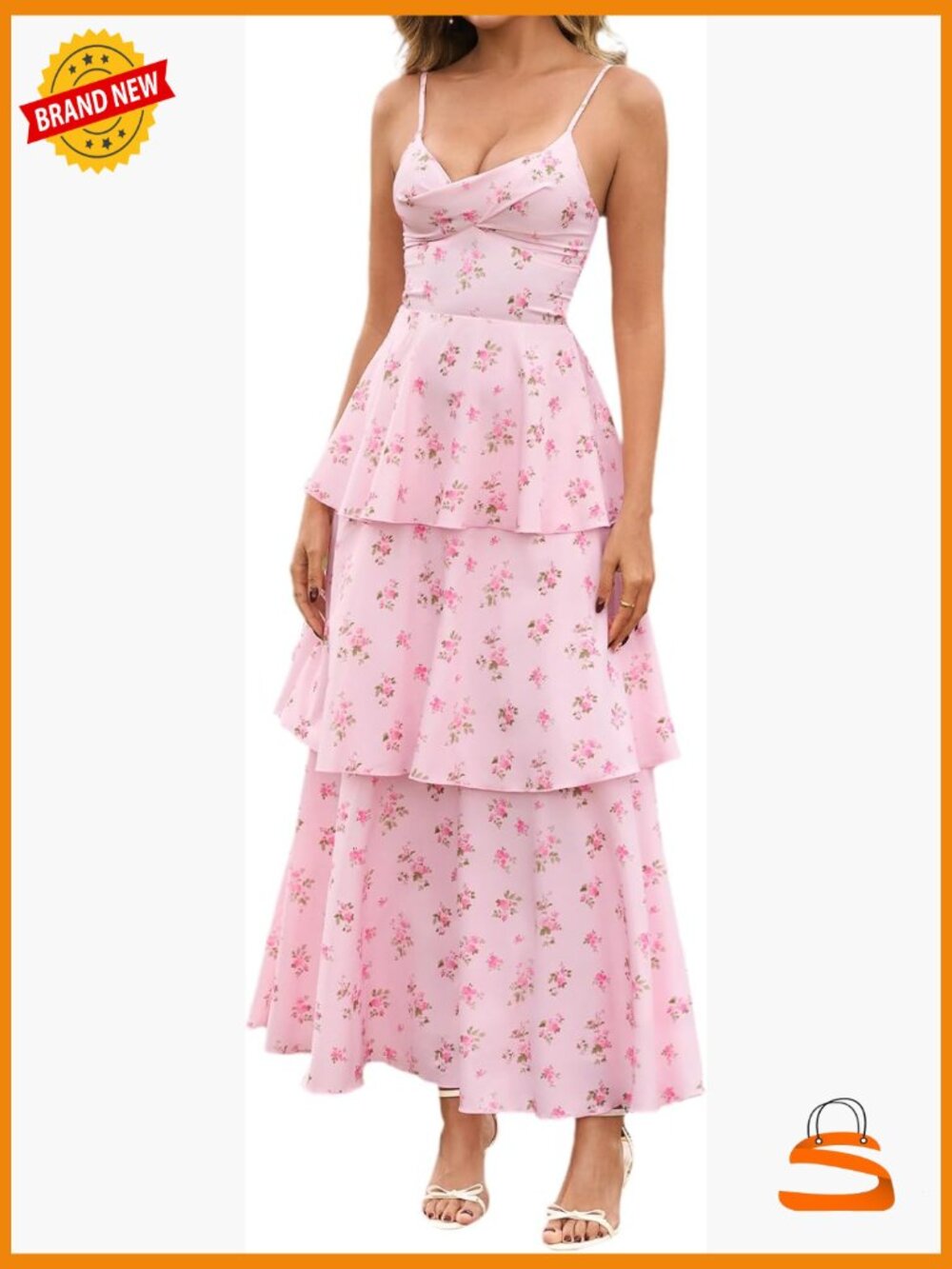 Maxi Dress Flowy Tiered Ruffle Backless Spaghetti Strap